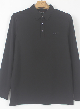 ERDS 男士 25秋冬新款 翻领 弹力 黑色舒 适百搭长袖T恤衫 08181