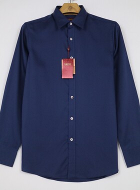 HSD4850码 春秋男士长袖 商务丝光棉衬衫 07282