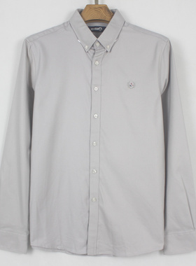 小帆C 25男士秋冬新款 弹力 翻领  浅灰色商务休闲 长袖衬衫08035