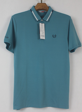 JLL 夏季新款 男士翻领弹力 蓝绿色吊牌全 商务休闲短袖T恤 03271
