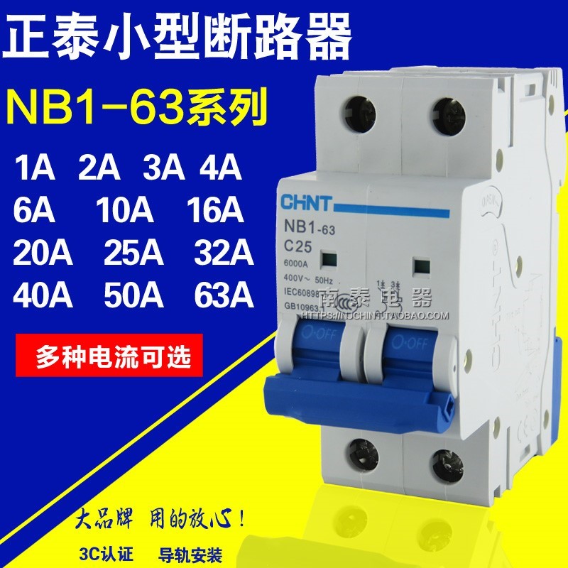 正泰断路器 NB1-63 2P C1-63A 6A 10A 4A16A20A25A32A40A63A 电子/电工 空气开关 原图主图