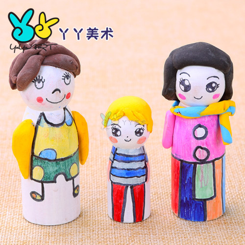 布丁木偶娃娃木人幼教美工美劳创意涂鸦白膜儿童手工DIY制作材料 - 封面
