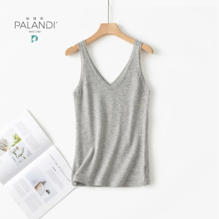 帕阑蒂 保暖 7506纯山羊绒双V女内背心休闲时尚