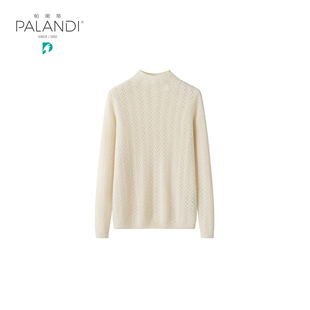 帕阑蒂 | DM9A079纯山羊绒半高领挑孔女套衫
