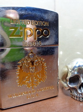 原装正版1997年E全新限量镀银烫金蚀刻冠标鹰烟缸礼盒打火机zippo