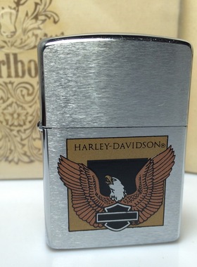 原装正版 1993年C全新镀铬拉丝蚀刻漆印哈雷展翅鹰打火机 ZIPPO