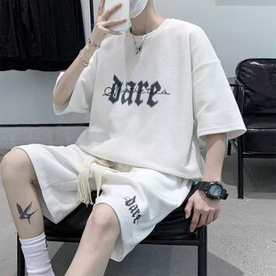 男装HT99华夫格五分套装黑白灰蓝P20M5XL