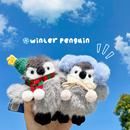 冬日限定可爱呆萌圣诞节围巾企鹅毛绒挂件包包挂饰钥匙扣卡通玩偶