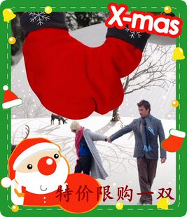 圣诞节情人牵手手套年终情侣手牵手连体手套特价