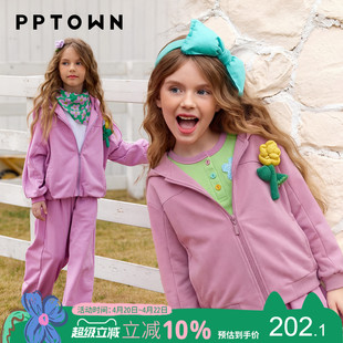 女童卫衣2026新款儿童立体花朵薄款运动连帽外套大童休闲上衣夹克