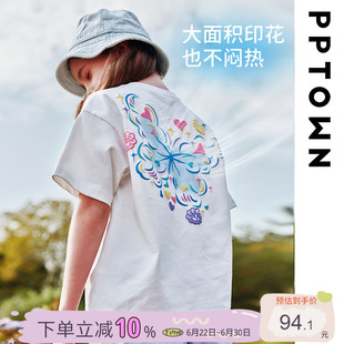 女童t恤夏装2026新款大童女孩白色短袖上衣儿童宽松洋气休闲童装