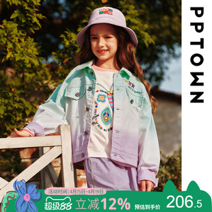 女童外套开衫薄款2026春装新款渐变牛仔夹克衫小女孩纯棉开衫上衣