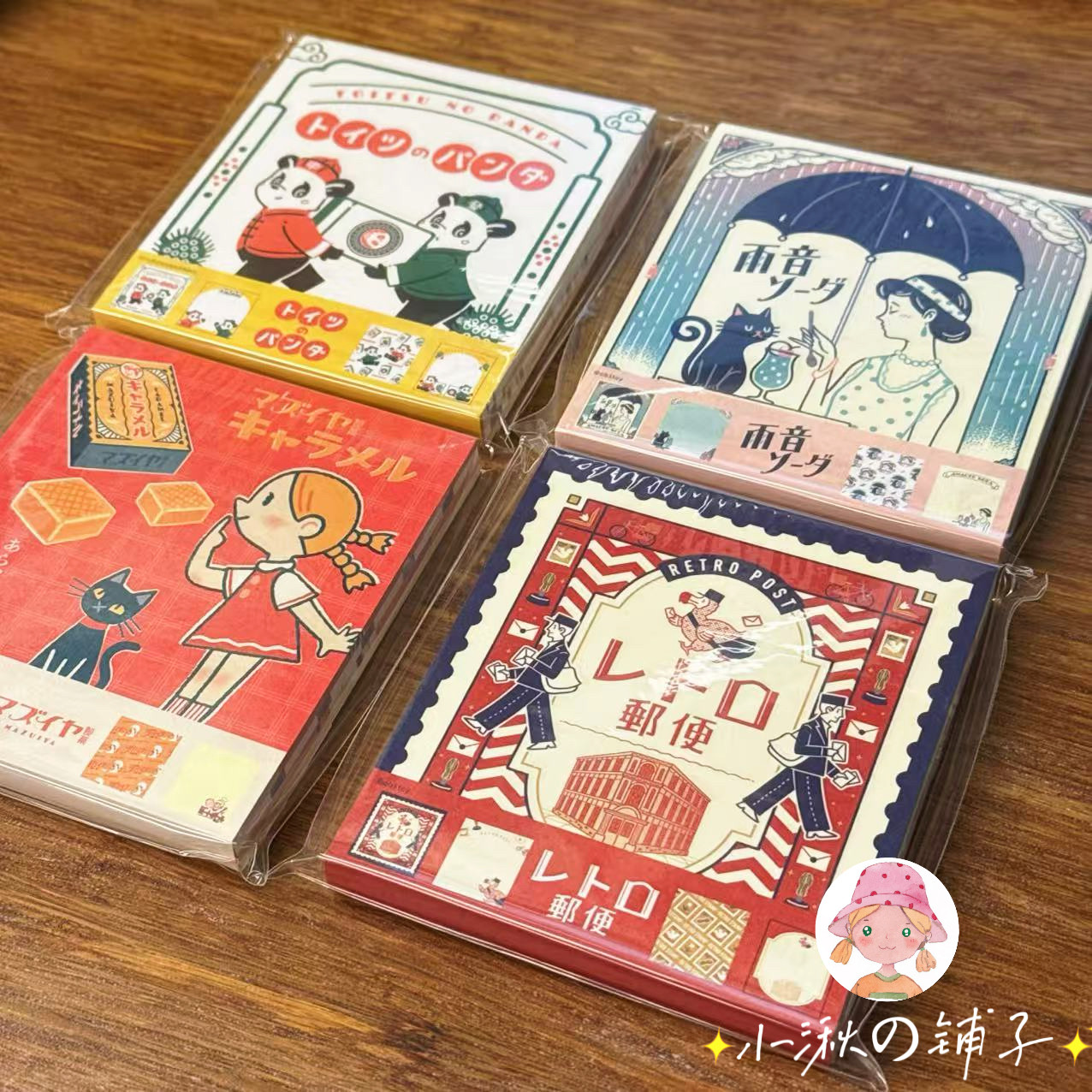 现货日本古川纸工联名熊猫女孩复古昭和麻将便签可爱卡通装饰礼物