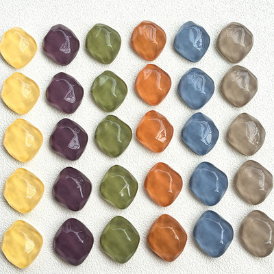 几何菱形凹凸面水波纹牛油果绿树脂贴片配件diy耳环头饰手机壳