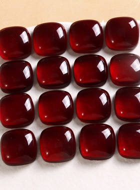 时尚小众个性深红树脂正方形diy耳饰手机壳平底贴片饰品配件