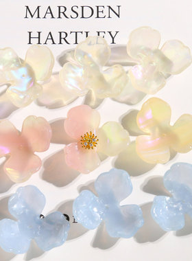 夏日超仙显白醋酸郁金香三瓣花饰品配件diy耳环耳饰贴片鞋花材料