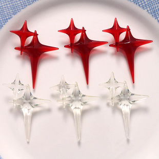 气质四芒星不对称星星十字架diy树脂配件耳饰发夹手机壳材料