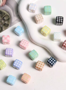 日系ins风方形亚克力印花格子