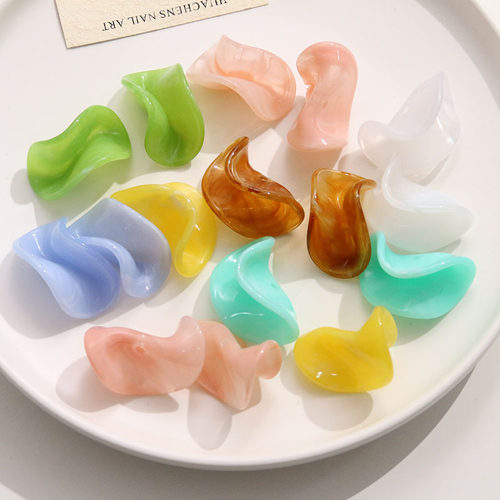 多彩透感创意虾片造型带孔配饰饰品贴片diy耳钉耳饰钥匙扣配件