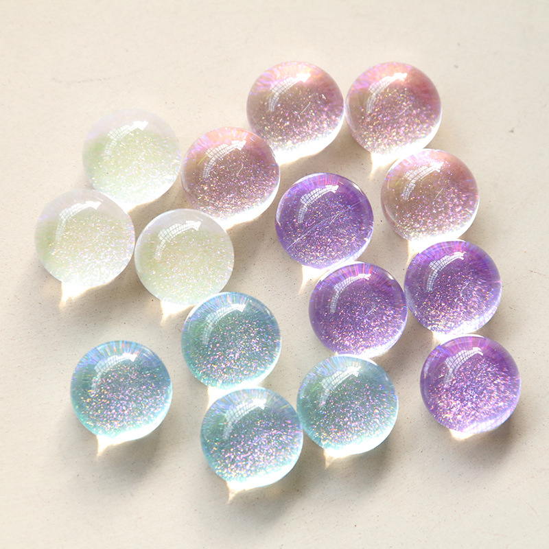 13mm半透幻彩星空散粉平底珠diy树脂配件耳饰发夹手机壳材料