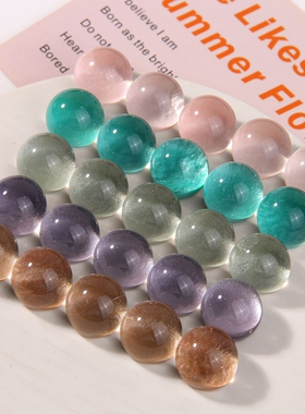 20MM韩版百搭高透闪粉圆鼓鼓树脂半丸贴片diy耳环头饰手机壳配件