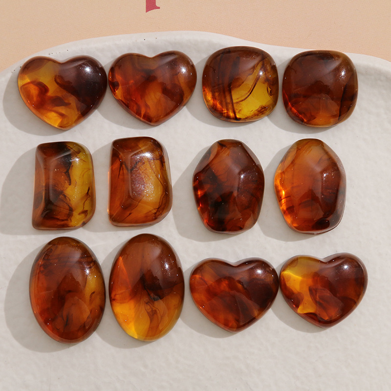 琥珀色晕染椭圆方块梯形爱心树脂