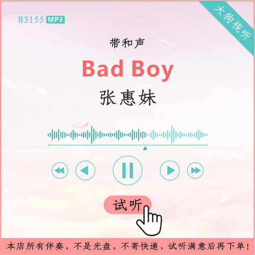 B3155张惠妹 Bad Boy 原版伴奏 高品质 带和声