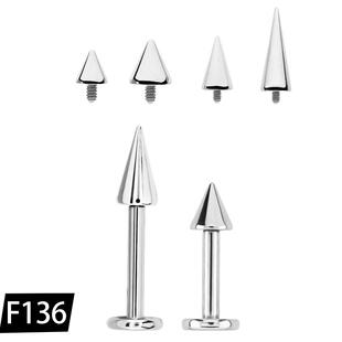 内牙内螺纹恶魔钉F136钛合金耳钉唇钉防过敏穿刺尖锥平底耳骨钉