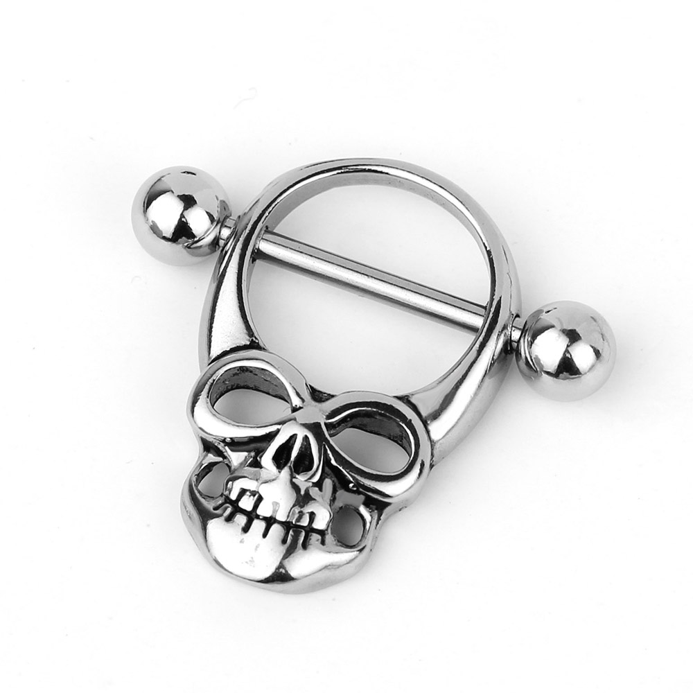 欧美跨铸造整体钛钢骷髅头乳环