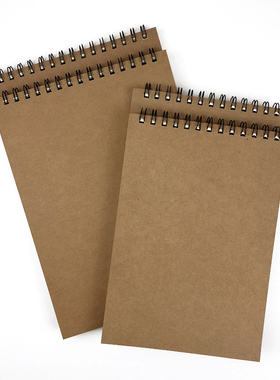 牛皮纸线圈竖上翻加厚空白草稿笔记本子定制考研考试幼儿园记录本