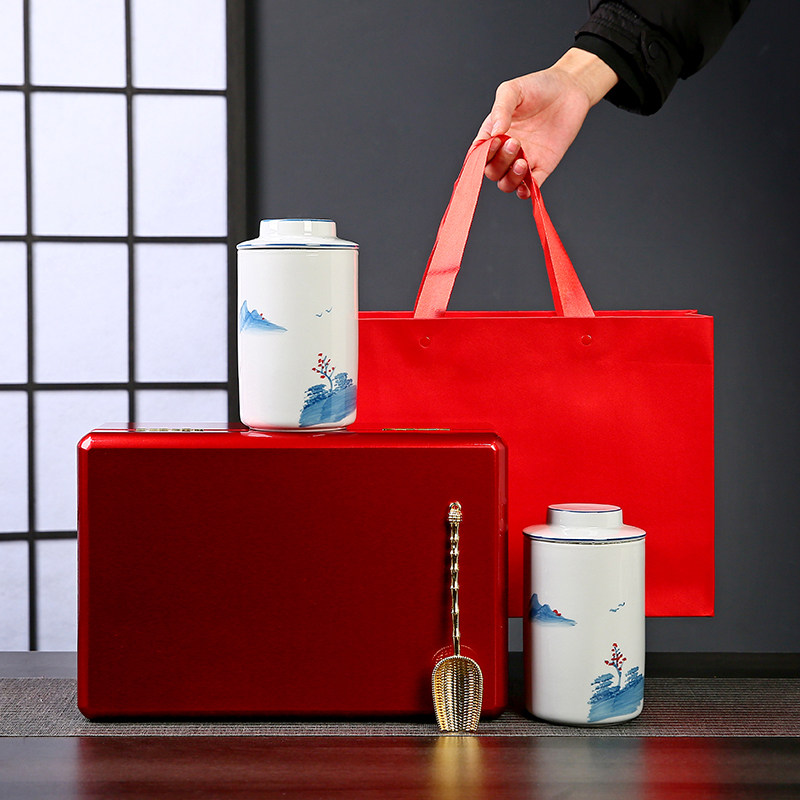 烤漆木盒陶瓷罐茶叶包装礼品盒