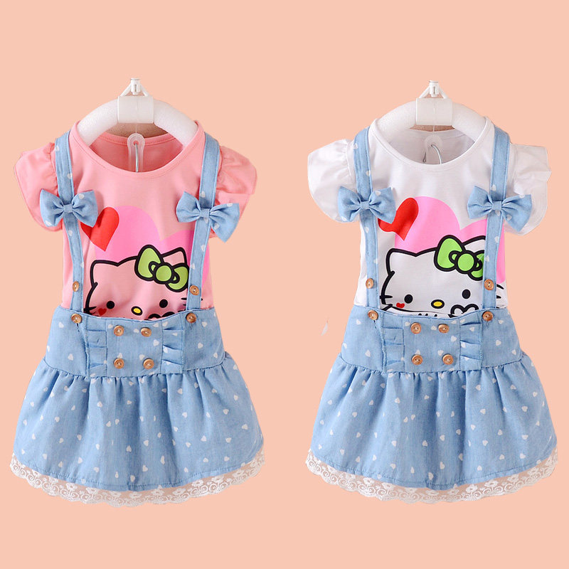 Female baby Summer wear suit Children's clothing baby Children clothes Girls denim skirt Short sleeved Two piece set 1-2-3-5 4 years oldin the Children/Baby/Family fitted , Set  category - from Buy2taobao.com to provide professional Taobao agent buy service