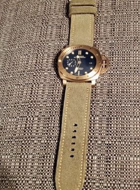 GF手工表带卡其色防汗等宽柔软帆布表带22 24 26MM适用于沛纳海