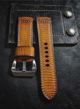 GF手工表带PAM441 359 111鲍鱼罐头表带复古做旧适用于沛纳海表带