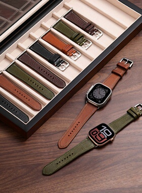 适用iWatch真皮手表带苹果s11/10/9/8/7/SE Apple watch Ultra 3