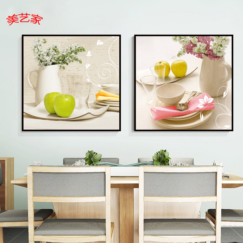 餐厅装饰画餐桌画餐厅背景墙画壁画现代简约厨房小清新水果挂画图片