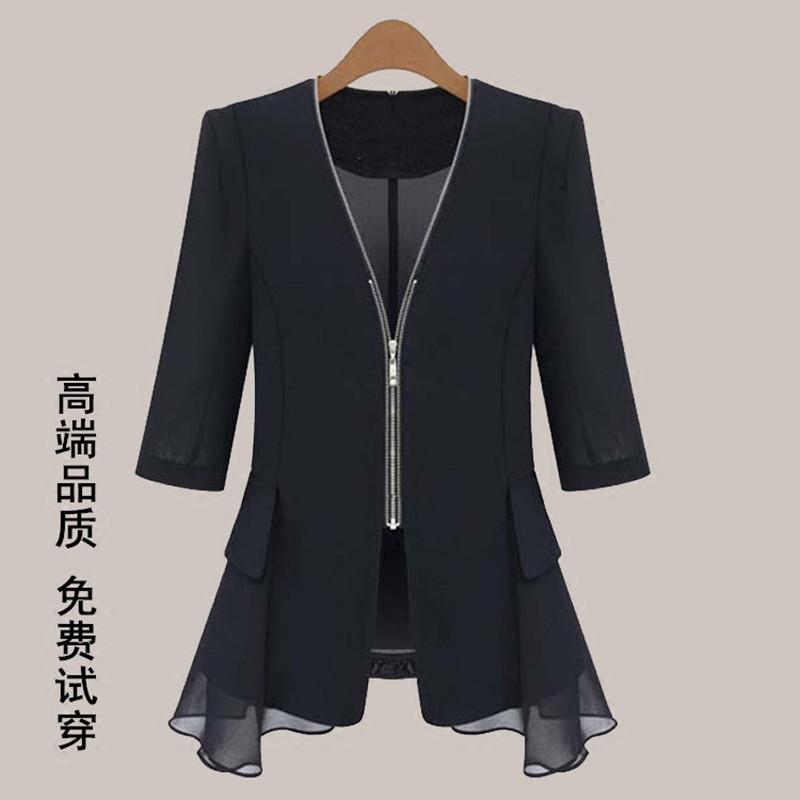 薄款西装外套女2025夏季韩版大码外搭垂感雪纺纱料修身小西服秋季