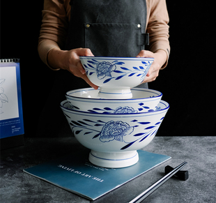 007餐具 大号汤面碗浇头面碗 加厚 长沙米粉面碗商用陶瓷网红大碗