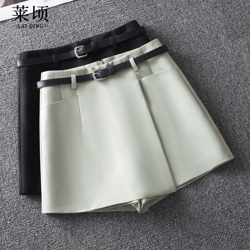 专柜高级A字西装裙裤女夏短裤新款外穿靴裤高腰显瘦假两件阔腿裤