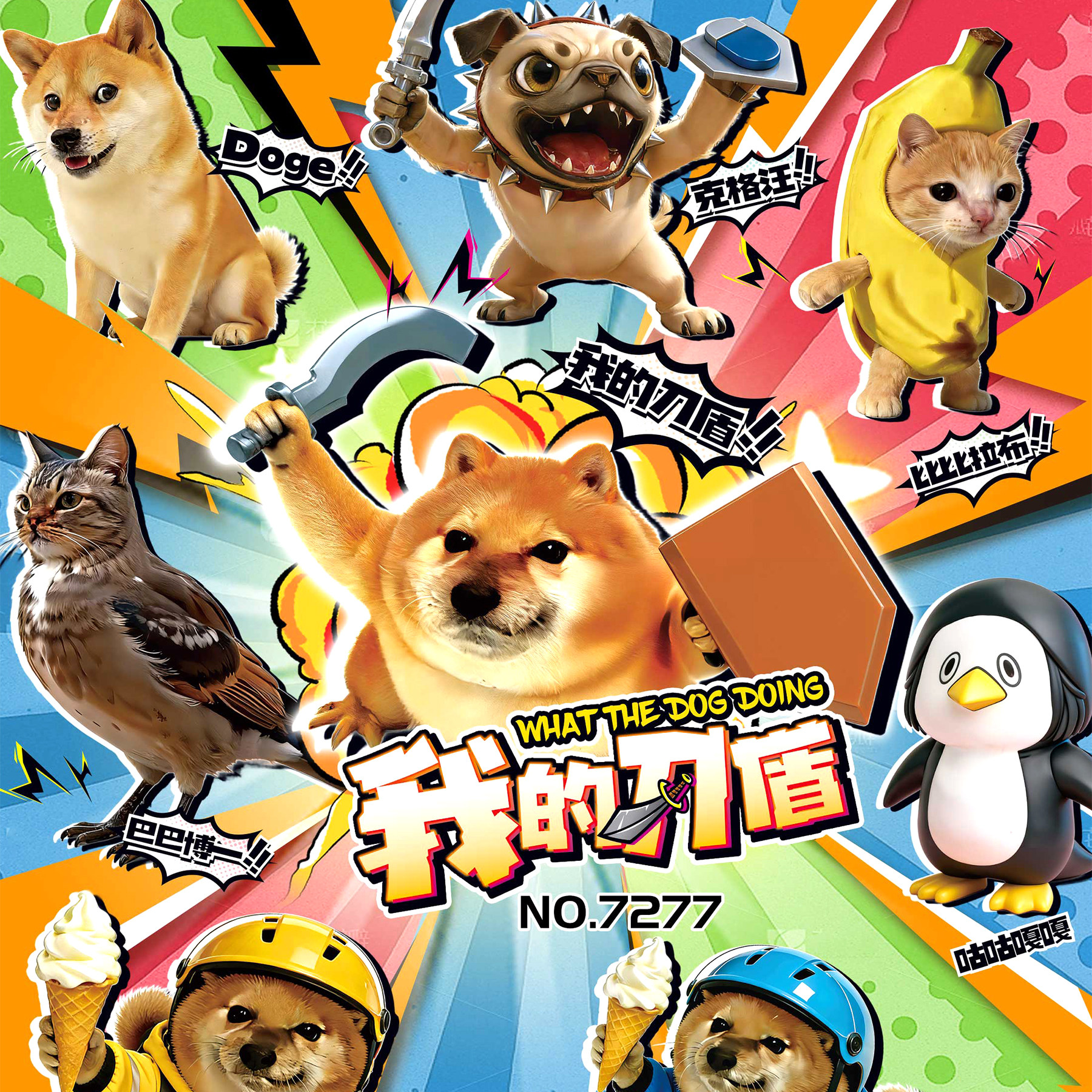 我的刀盾拼装积木doge咕咕嘎嘎比比拉布巴巴博一克格汪益智玩具