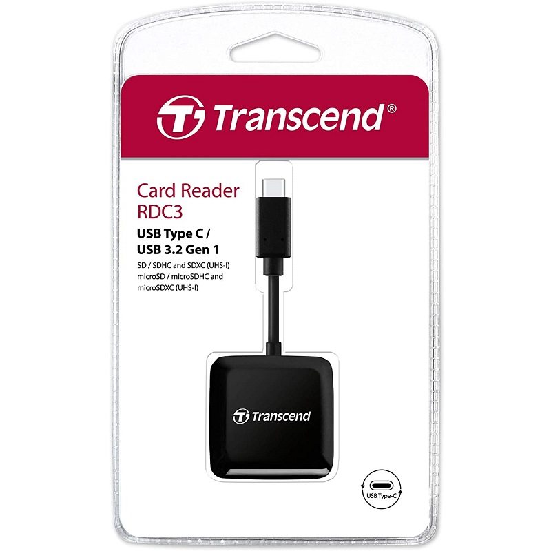 Transcend创见读卡器C3 Type-C口可读SD/MicroSD/tf读卡机TS-RDC3