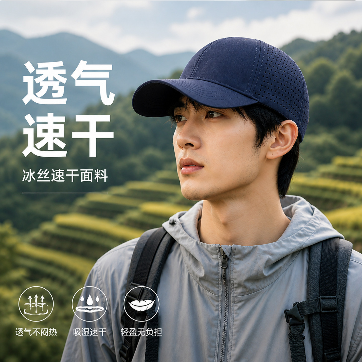 夏季网眼速干透气防晒棒球帽图片