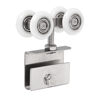 淋浴房小吊轮卫生间浴室玻璃移门滑轮无框玻璃门滑轮铜架四轮配件