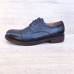 高端手工皮鞋 头层牛皮 男真皮系带黑色外贸英伦百搭圆头商务男鞋