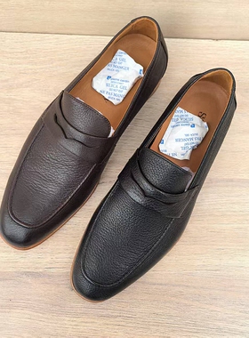 高端手工皮鞋男真皮底外贸英伦百搭一脚蹬商务休闲乐福鞋鹿皮透气