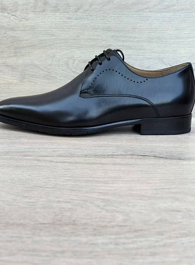 稀缺胎牛皮男鞋系带外贸英伦固特异上线德比商务皮鞋男真皮底尖头