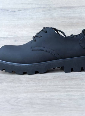 新款休闲德比鞋秋冬百搭英伦时尚大头鞋系带工装皮鞋男真皮厚底