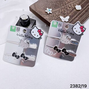 正版HelloKitty银色发夹甜酷高级感无痕刘海侧边夹凯蒂猫少女头饰