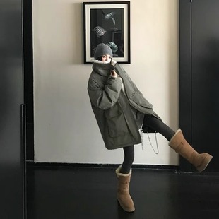 赵露思同款加厚内里羊羔毛绒拼接派克棉服保暖冲锋衣棉衣外套女