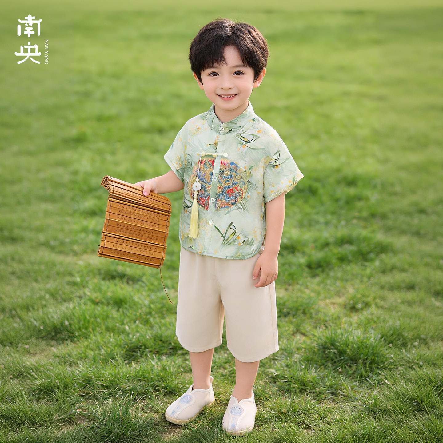 高端童装汉服男童新中式套装儿童短袖两件套夏季薄款男孩国风古装图片